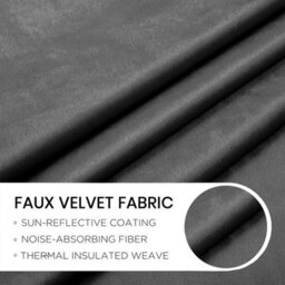 Oxford Homeware Eyelet Velvet Curtains Charcoal Fully Lined Blackout Thermal Insulated Curtains (W)168Cm X (L)213Cm Single Panel - thumbnail 6