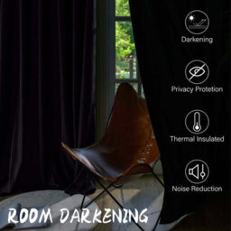 Oxford Homeware Eyelet Velvet Curtains Charcoal Fully Lined Blackout Thermal Insulated Curtains (W)168Cm X (L)213Cm Single Panel - thumbnail 2