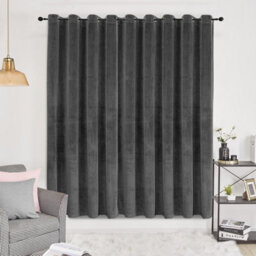 Oxford Homeware Eyelet Velvet Curtains Charcoal Fully Lined Blackout Thermal Insulated Curtains (W)168Cm X (L)213Cm Single Panel - thumbnail 8