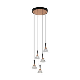 Luminosa Lighting Luminosa Paluz Cluster Pendant Ceiling Light Rose Gold, Matt Black Triac Dimmable Led 30W 1558Lm 3000K