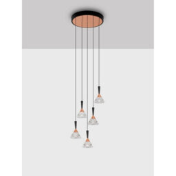 Luminosa Lighting Luminosa Paluz Cluster Pendant Ceiling Light Rose Gold, Matt Black Triac Dimmable Led 30W 1558Lm 3000K - thumbnail 3