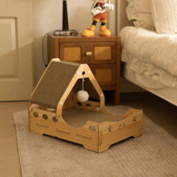 Thehotsale 3-In-1 Cat Scratching Board House With Hanging Toy, 37Cm W X 50Cm D X 38Cm H - thumbnail 3