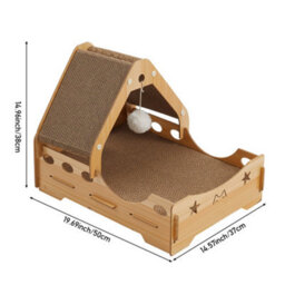 Thehotsale 3-In-1 Cat Scratching Board House With Hanging Toy, 37Cm W X 50Cm D X 38Cm H - thumbnail 6