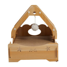 Thehotsale 3-In-1 Cat Scratching Board House With Hanging Toy, 37Cm W X 50Cm D X 38Cm H - thumbnail 5