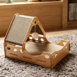 Thehotsale 3-In-1 Cat Scratching Board House With Hanging Toy, 37Cm W X 50Cm D X 38Cm H - thumbnail 2
