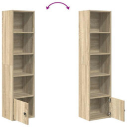 Berkfield Durable Bookcase Sonoma Oak 31X24X127 Cm Engineered Wood - thumbnail 7