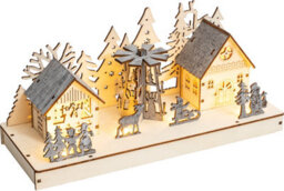 Netagon Christmas Battery Powered Wooden Light Up Festive Scene Ornament - thumbnail 2