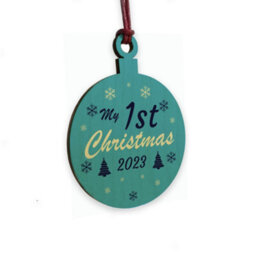 Red Ocean Christmas Tree Decoration My 1St Christmas Wooden Bauble Babys 1St Christmas Decoration New Baby Gift - thumbnail 4