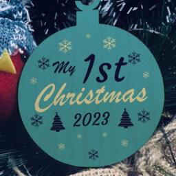 Red Ocean Christmas Tree Decoration My 1St Christmas Wooden Bauble Babys 1St Christmas Decoration New Baby Gift - thumbnail 5