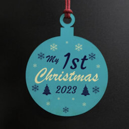 Red Ocean Christmas Tree Decoration My 1St Christmas Wooden Bauble Babys 1St Christmas Decoration New Baby Gift - thumbnail 2