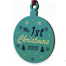 Red Ocean Christmas Tree Decoration My 1St Christmas Wooden Bauble Babys 1St Christmas Decoration New Baby Gift - thumbnail 3
