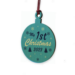 Red Ocean Christmas Tree Decoration My 1St Christmas Wooden Bauble Babys 1St Christmas Decoration New Baby Gift - thumbnail 6