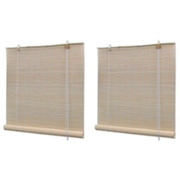Berkfield Natural Bamboo Roller Blinds 2 Pcs 120X160 Cm