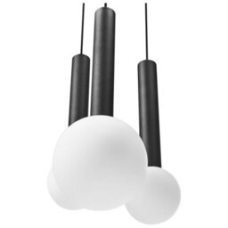 Wyld And Coco Lumina Three-Light Pendant Lamp - Black Metal Frame With Glass Shades, Adjustable Drop For Dining And Living Rooms - thumbnail 6