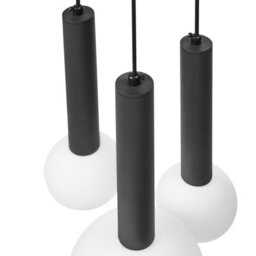 Wyld And Coco Lumina Three-Light Pendant Lamp - Black Metal Frame With Glass Shades, Adjustable Drop For Dining And Living Rooms - thumbnail 5