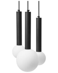 Wyld And Coco Lumina Three-Light Pendant Lamp - Black Metal Frame With Glass Shades, Adjustable Drop For Dining And Living Rooms - thumbnail 3