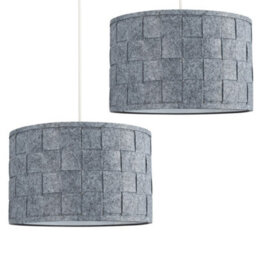 Valuelights Monza Grey Drum Ceiling Shade And Bulb (D)32Cm - thumbnail 2