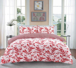 Homespace Direct Ltd Ellie Red Reversible Duvet Cover Set - thumbnail 1
