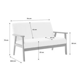 Sweeek - 2-Seater Scandi-Style Sofa In Boucle Light Walnut Stained Legs Isak Boucle Off-White Boucle 114X69.5X73 Cm - thumbnail 4
