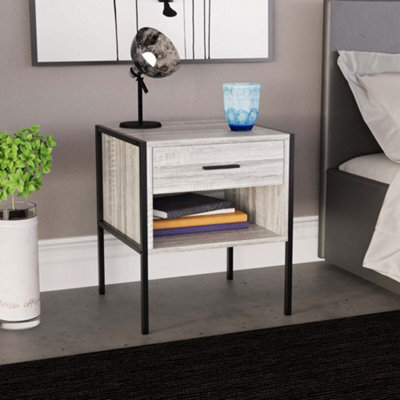 Lassic Vida Designs Brooklyn Grey 1 Drawer Bedside Cabinet (H)500mm (W)430mm (D)400mm - image 1