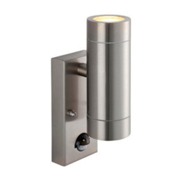 Luminosa Lighting Luminosa Palin Pir Outdoor Up Down Wall Lamp 2 Light Brushed Stainless Steel Ip65 - thumbnail 3