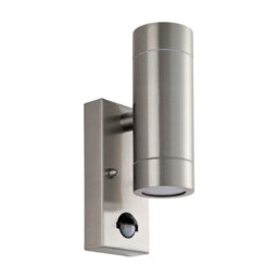 Luminosa Lighting Luminosa Palin Pir Outdoor Up Down Wall Lamp 2 Light Brushed Stainless Steel Ip65 - thumbnail 2
