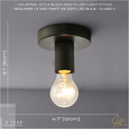 Happy Homewares Matte Black Ceiling Or Wall Light Fitting For Industrial Style Light Bulbs - thumbnail 5