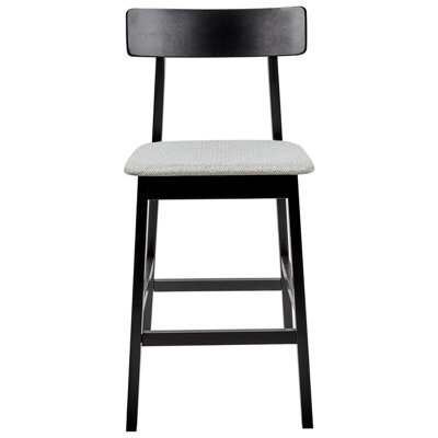 Wyld and Coco Set Of 2 Retro Rubberwood Bar Stools In Black Frame With Grey Polyester Seats, 92Cm High - image 1