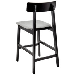 Wyld and Coco Set Of 2 Retro Rubberwood Bar Stools In Black Frame With Grey Polyester Seats, 92Cm High - thumbnail 5