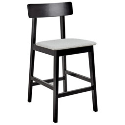 Wyld and Coco Set Of 2 Retro Rubberwood Bar Stools In Black Frame With Grey Polyester Seats, 92Cm High - thumbnail 4