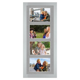 AK Frames 50X20Cm Silver Modern Multi Photo Frame With Silver Mount - Holds 4 Apertures (4X) 6X4 Photos - thumbnail 1