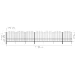 Berkfield Garden Fence With Spear Top Steel (1.75-2)X11.9 M Black - thumbnail 5