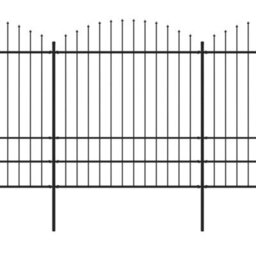Berkfield Garden Fence With Spear Top Steel (1.75-2)X11.9 M Black - thumbnail 2