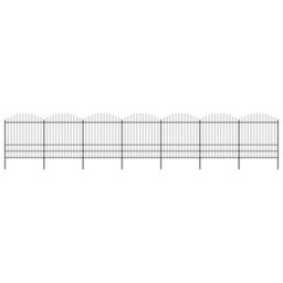 Berkfield Garden Fence With Spear Top Steel (1.75-2)X11.9 M Black - thumbnail 1