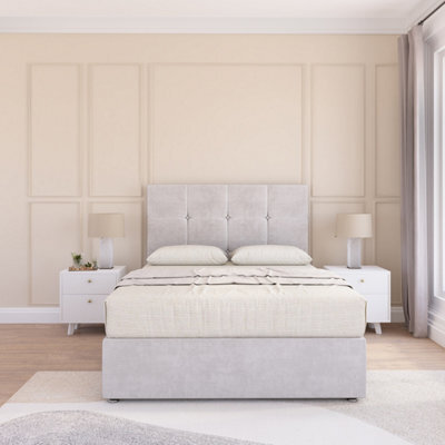 Sloomy Jasmine Silver Plush 4Ft6 Memory Foam Bed Set With 2 Drawers, Mattress & Headboard- Double - image 1