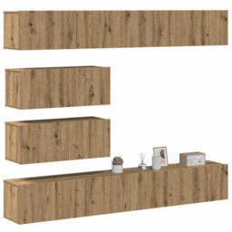 Berkfield 6 Piece Tv Cabinet Set Wall-Mounted Artisan Oak Engineered Wood - thumbnail 1