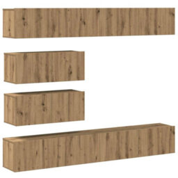 Berkfield 6 Piece Tv Cabinet Set Wall-Mounted Artisan Oak Engineered Wood - thumbnail 2