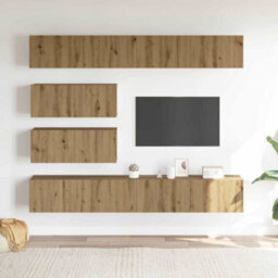 Berkfield 6 Piece Tv Cabinet Set Wall-Mounted Artisan Oak Engineered Wood - thumbnail 3