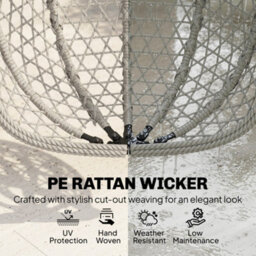 Outsunny Hanging Egg Chair, Rattan Swing Chair With Stand, Light Grey - thumbnail 7