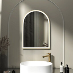 Royal Bathrooms Venice 500 X 700mm Brushed Brass Frontlit Arched Framed Led Illuminated Bathroom Mirror With Touch Sensor
