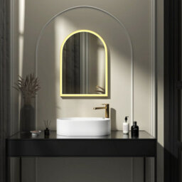 Royal Bathrooms Venice 500 X 700mm Brushed Brass Frontlit Arched Framed Led Illuminated Bathroom Mirror With Touch Sensor - thumbnail 4