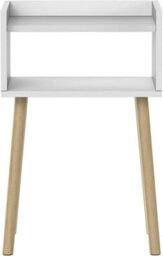White Bedside Table Nightstand Tall Wooden Side Table With Pinewood Legs And Shelf Small Modern Storage Stand H60Xl40Xw30Cm - thumbnail 7