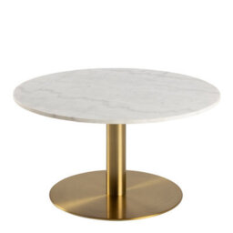 Furniture To Go Corby Round Coffee Table With White Marble Top & Gold Base