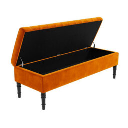 Safar 120Cm Ottoman Storage Bench - Plush Velvet Shoe Bench - Burnt Orange Lined Upholstery Storage Footstool - thumbnail 5