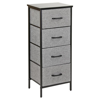 Chest Of Drawers With 4 Fabric Drawers Wood Top And Metal Frame Freestanding Drawer Unit Bedroom Or Hallway Black Top - image 1