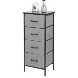 Chest Of Drawers With 4 Fabric Drawers Wood Top And Metal Frame Freestanding Drawer Unit Bedroom Or Hallway Black Top - thumbnail 2