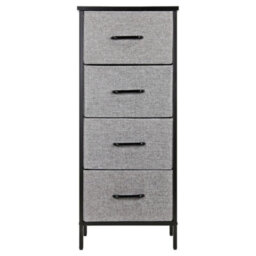 Chest Of Drawers With 4 Fabric Drawers Wood Top And Metal Frame Freestanding Drawer Unit Bedroom Or Hallway Black Top - thumbnail 3