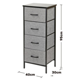 Chest Of Drawers With 4 Fabric Drawers Wood Top And Metal Frame Freestanding Drawer Unit Bedroom Or Hallway Black Top - thumbnail 9