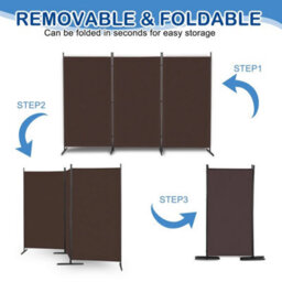 Trifold 3 Panels Folding Room Divider Wall Partition Privacy Screen - thumbnail 5