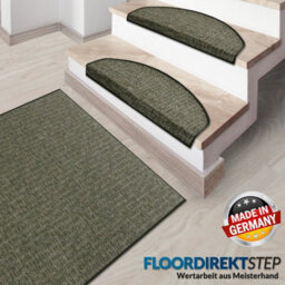 Floordirekt Semicircle Or Rectangular Self Adhesive Hard Wearing Carpet Stair Tread Mat For Indoor Stairs Semicircular Green 23.5 X 65 Cm - thumbnail 2